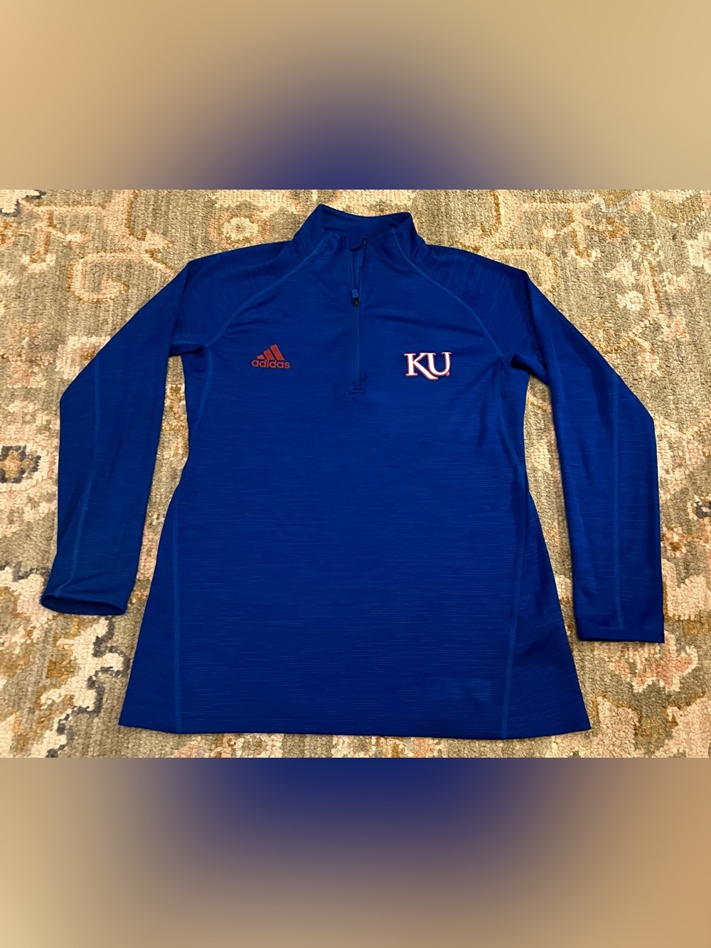 Kansas Jayhawks Adidas 1/4 Zip Pullover Women’s Size Large Color Blue